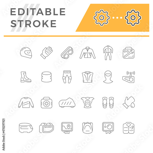 Set icons of motorcycle clothes and accessories