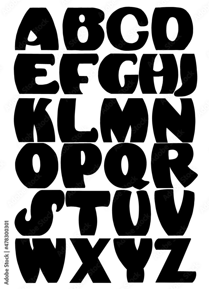 English alphabet in black. Poster in the nursery. Typography.