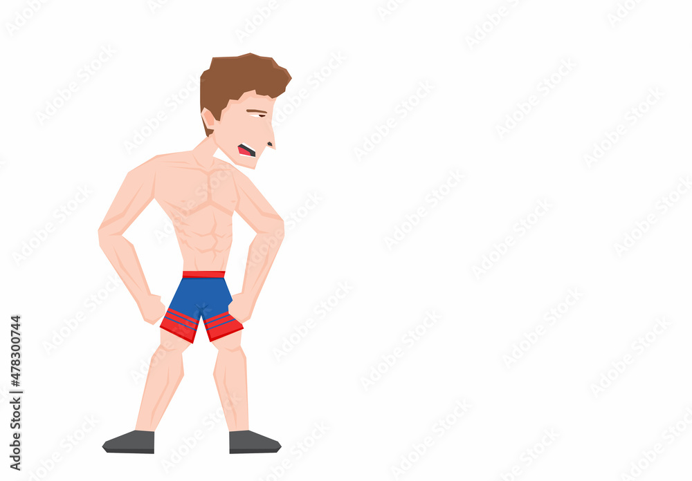 An illustration of a man with muscular body An illustration of a man with muscular body