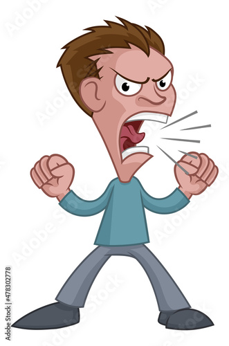 Angry Stressed Man or Bully Cartoon Shouting