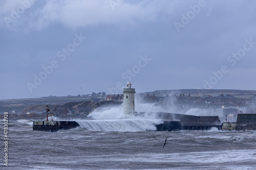 Photos A scenic lighthouse at the Buckie, Moray, Scotland port entrance during a major