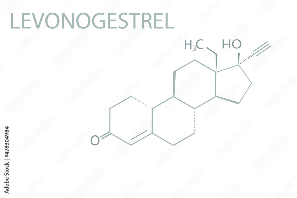 Levonogestrel molecular skeletal chemical formula.