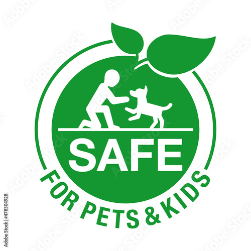 Safe for Pets, Kids emblem for cleaning supplies