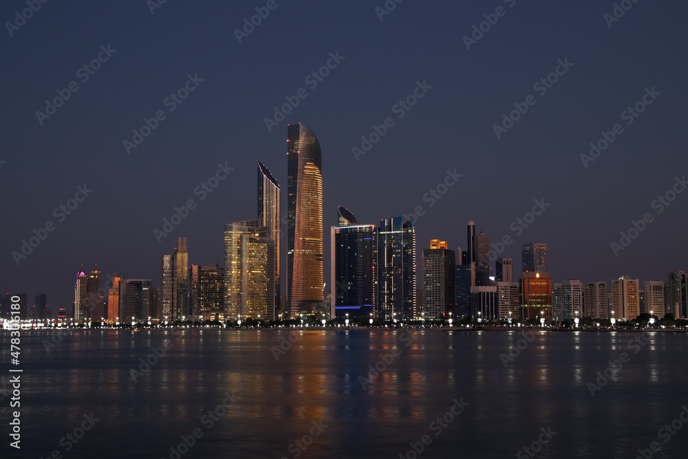 Abu dhabi city skyline at night