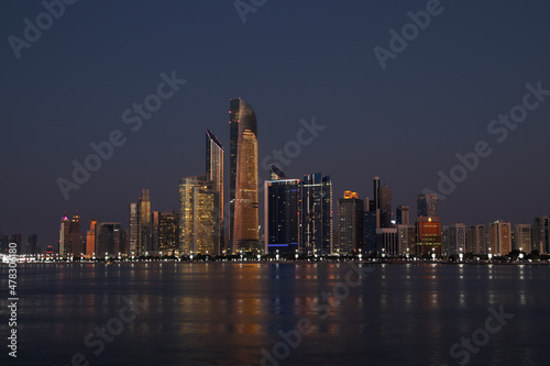 Abu dhabi city skyline at night