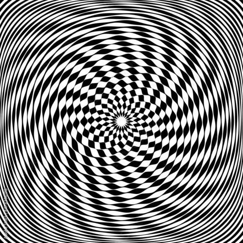 Abstract op art pattern with whirl movement illusion effect.