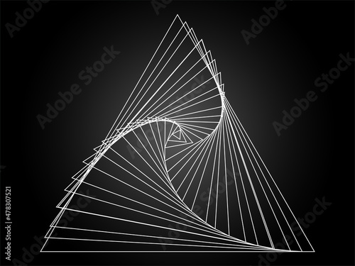 Grafika wektorowa powstała w wyniku zastosowanie szeregu przekształceń geometrycznych trójkąta.