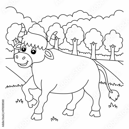 Ox Coloring Page for Kids