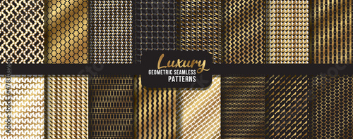 Vector seamless geometric golden pattern background, luxury collection. Abstract endless repeating texture for mask, duvet cover, t-shirt, phone case, wallpaper, carpet