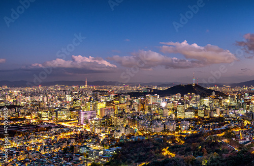 Obraz na płótnie Seoul city at night, South Korea. w salonie