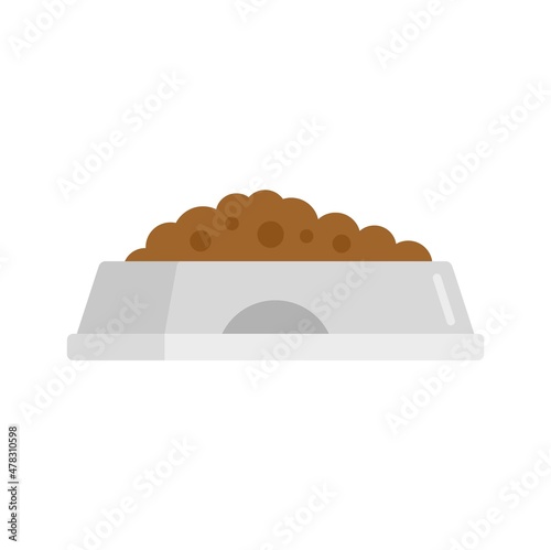 Dog food bowl icon flat isolated vector