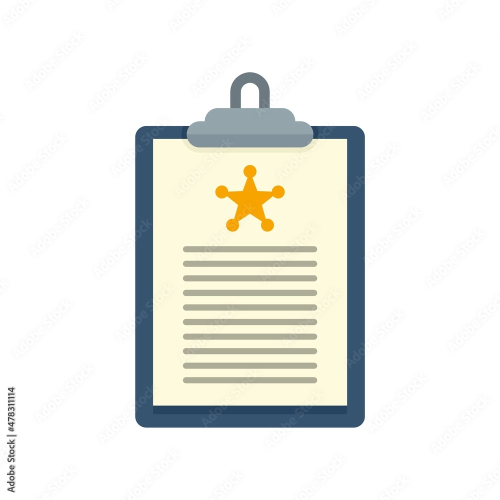 Policeman clipboard icon flat isolated vector