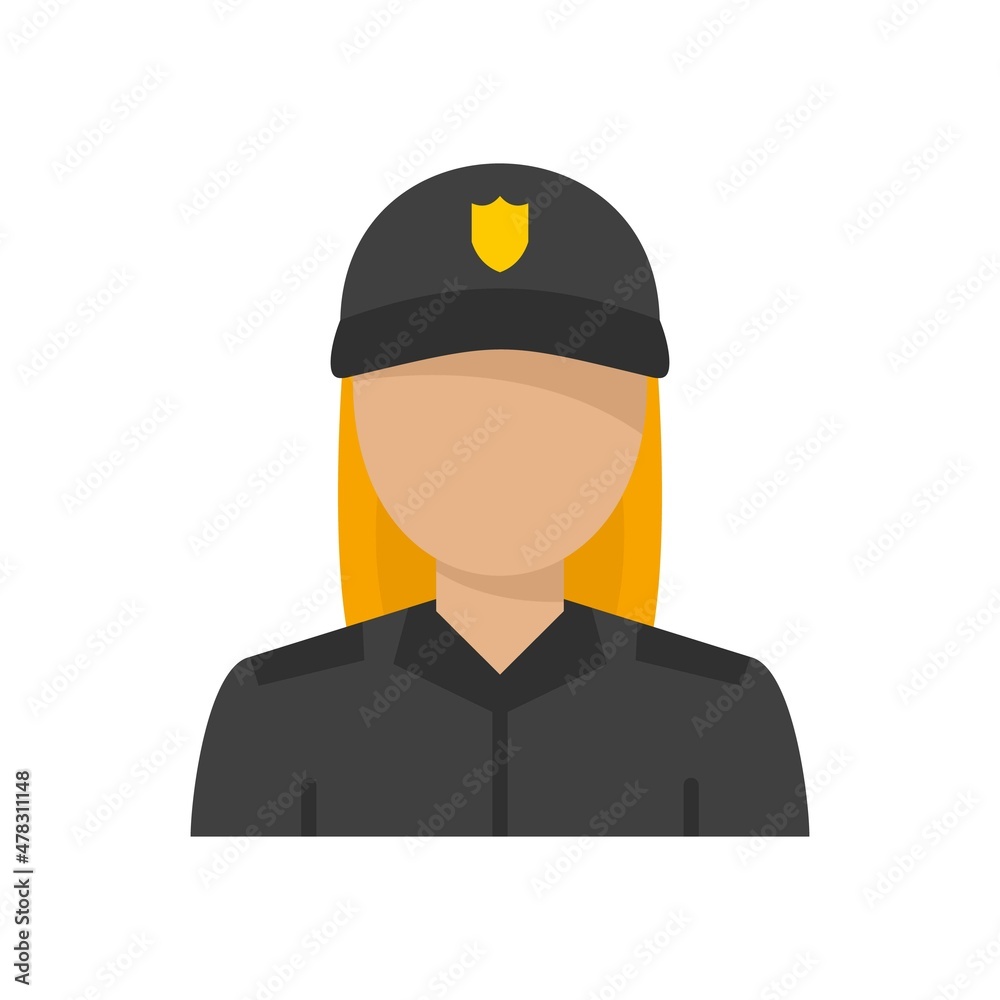 Blondie policeman icon flat isolated vector