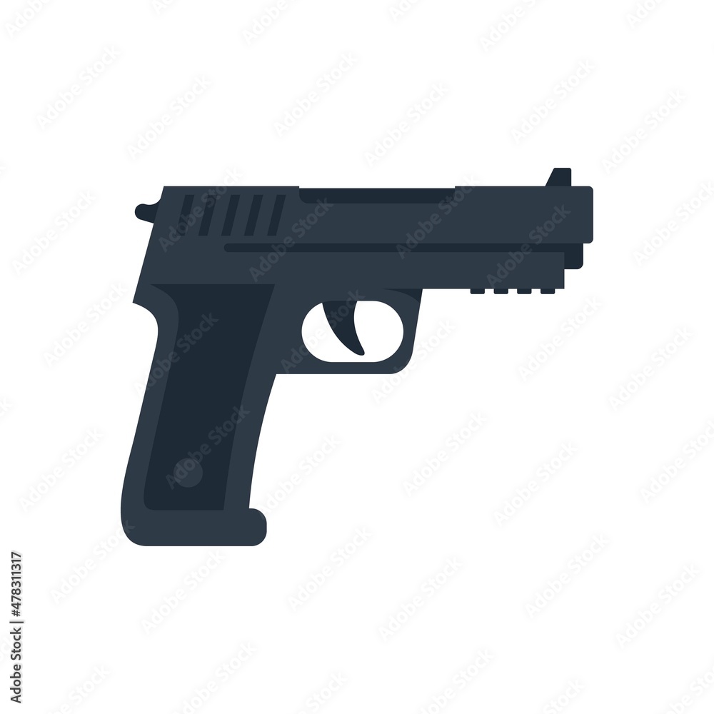 Policeman pistol icon flat isolated vector