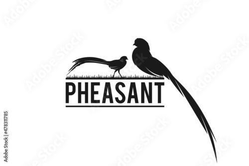 Beauty Flying Pheasant Silhouette Logo design