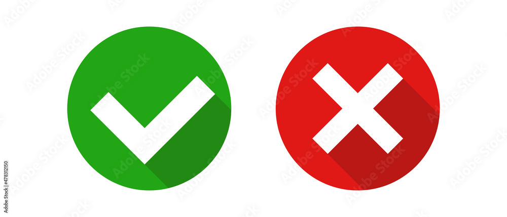 Modern check mark and cross mark icon. Vector. - obrazy, fototapety, plakaty 