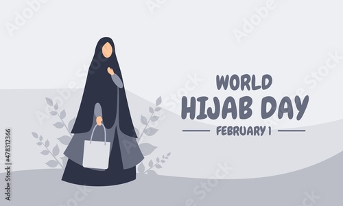 vector illustration, a Muslim woman wearing a hijab, as a banner or poster, world hijab day.