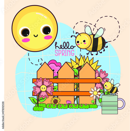 bee flower, summer cute