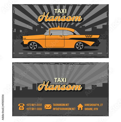 Business card in retro style for taxi company