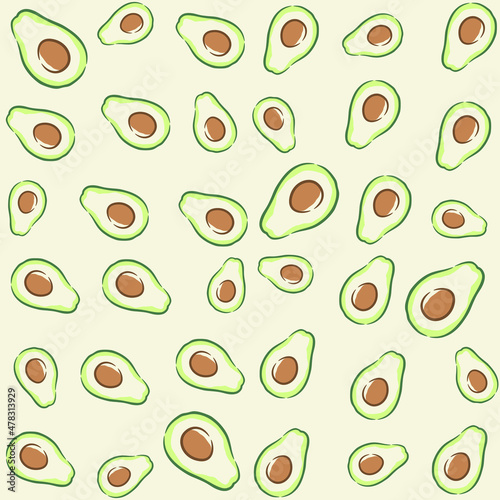 Vector seamless pattern with avocado