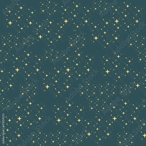 Seamless pattern with night sky and stars