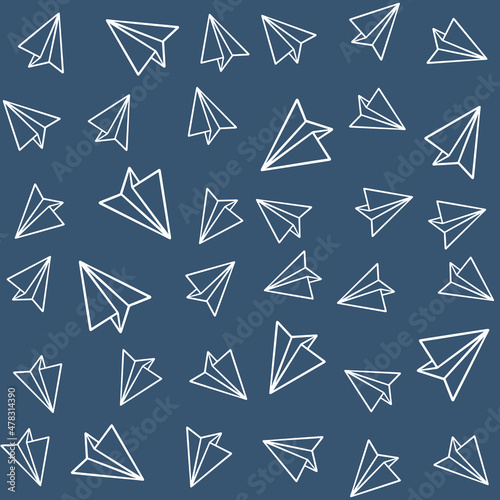 Seamless pattern with paper plane background