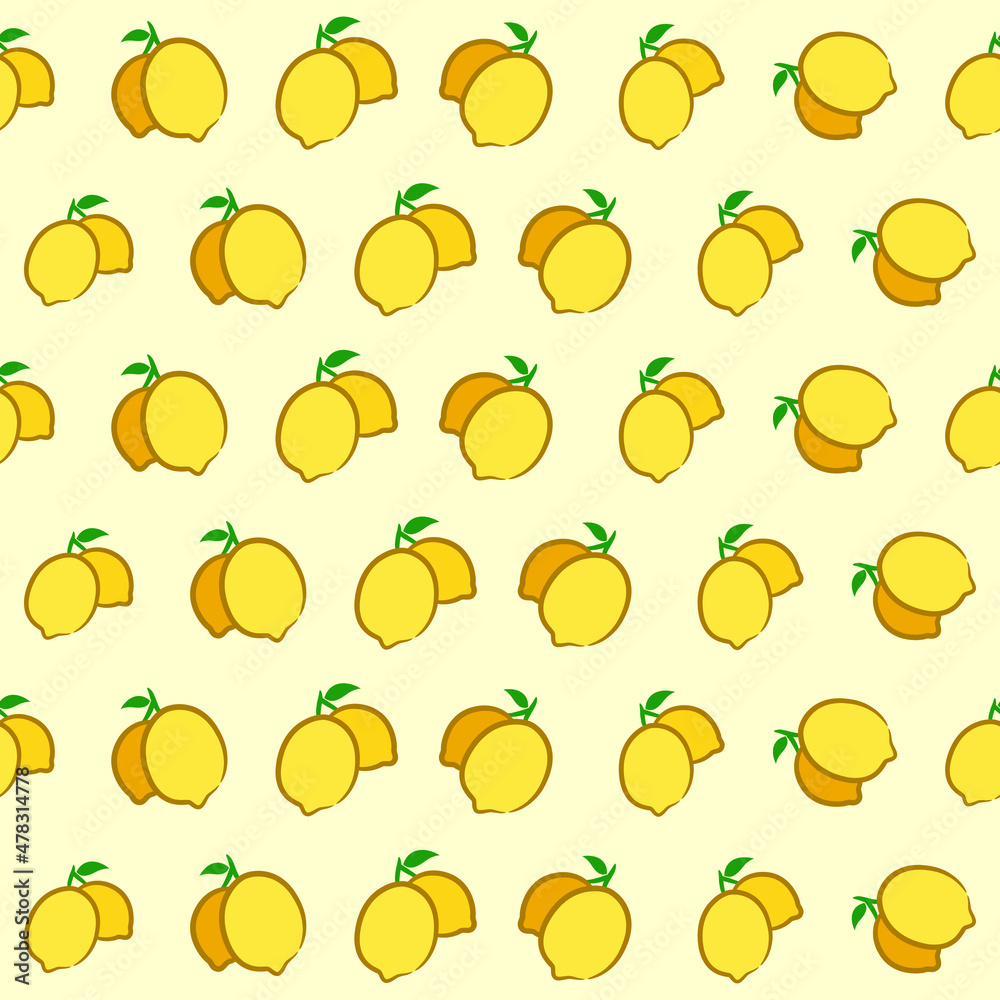 Tropical seamless pattern with yellow lemons
