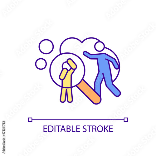 Childhood traumatic experiences RGB color icon. Physical abuse. Experiencing domestic violence effects. Isolated vector illustration. Simple filled line drawing. Editable stroke. Arial font used