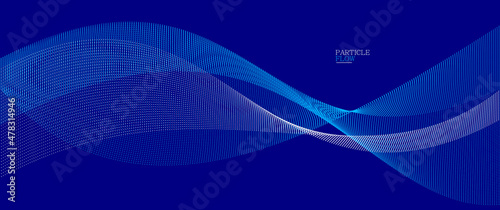 Dark blue airy particles flow vector design, abstract background with wave of flowing dots array, digital futuristic illustration, nano technology theme.