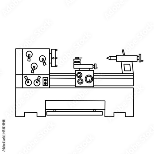 lineart lathe machine for icon, logo or marketing design at engineer , fabrication or machining company