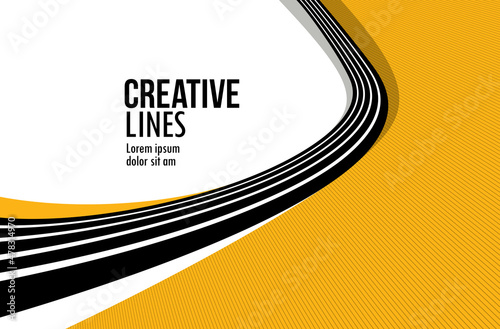 Fototapeta Naklejka Na Ścianę i Meble -  Lines in motion vector abstract background, 3D perspective creative optical design with stripes, sound and music concept, flowing lines.