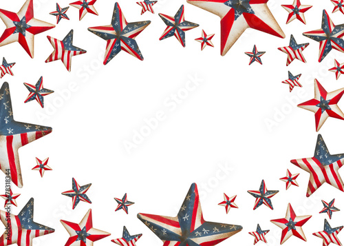USA border with retro US flag stars on white background