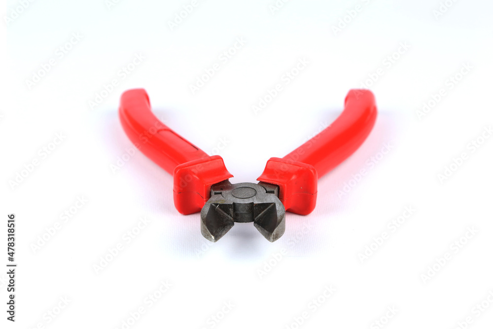 Pliers for cuting isolated on white background, copy space Pliers for cuting isolated on white background, copy space