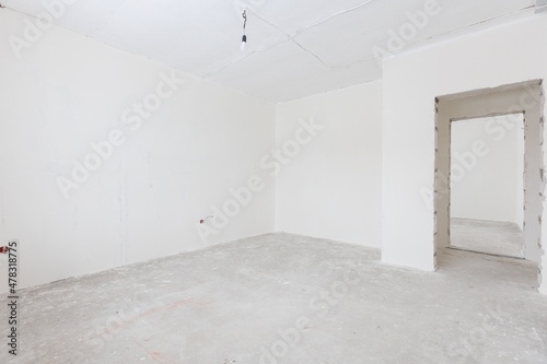 interior of the apartment without decoration in gray colors