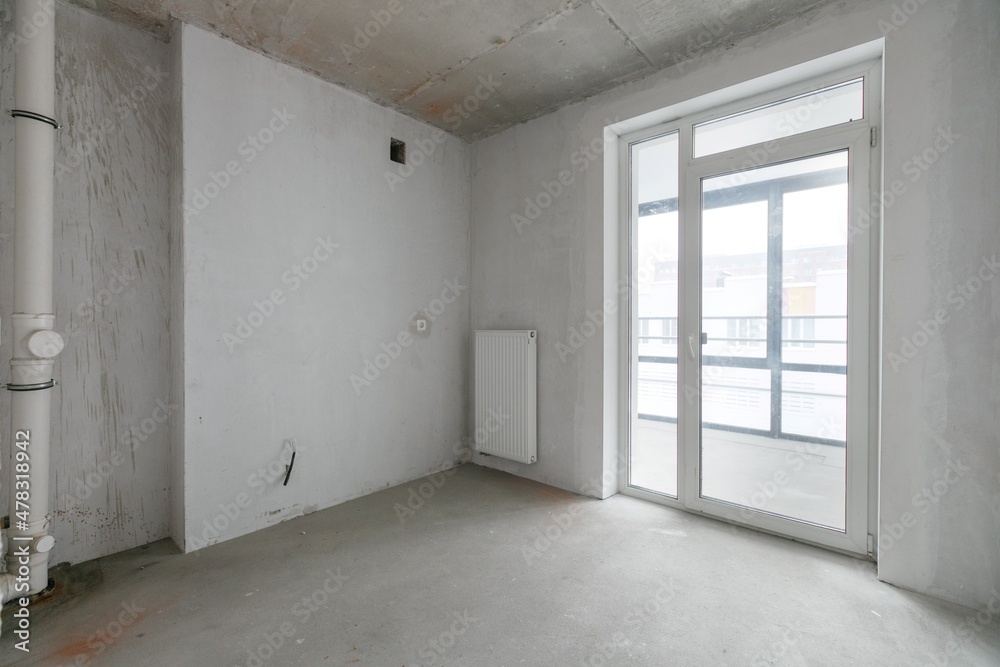 interior of the apartment without decoration in gray colors interior of the apartment without decoration in gray colors