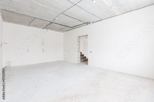 interior of the apartment without decoration in gray colors