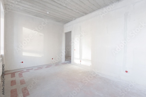 interior of the apartment without decoration in gray colors