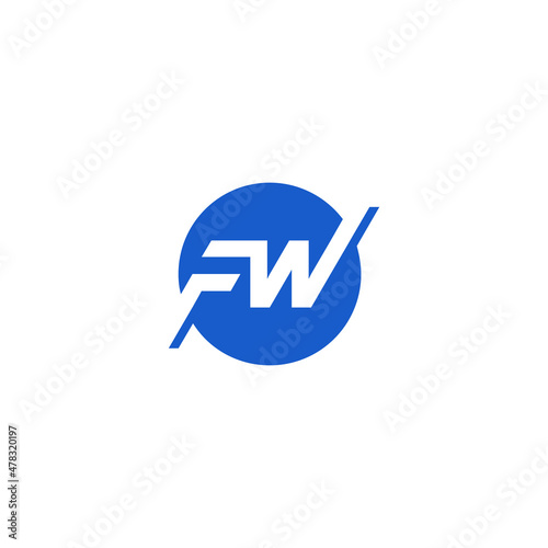 FW letter monogram logo with circle in simple and modern style