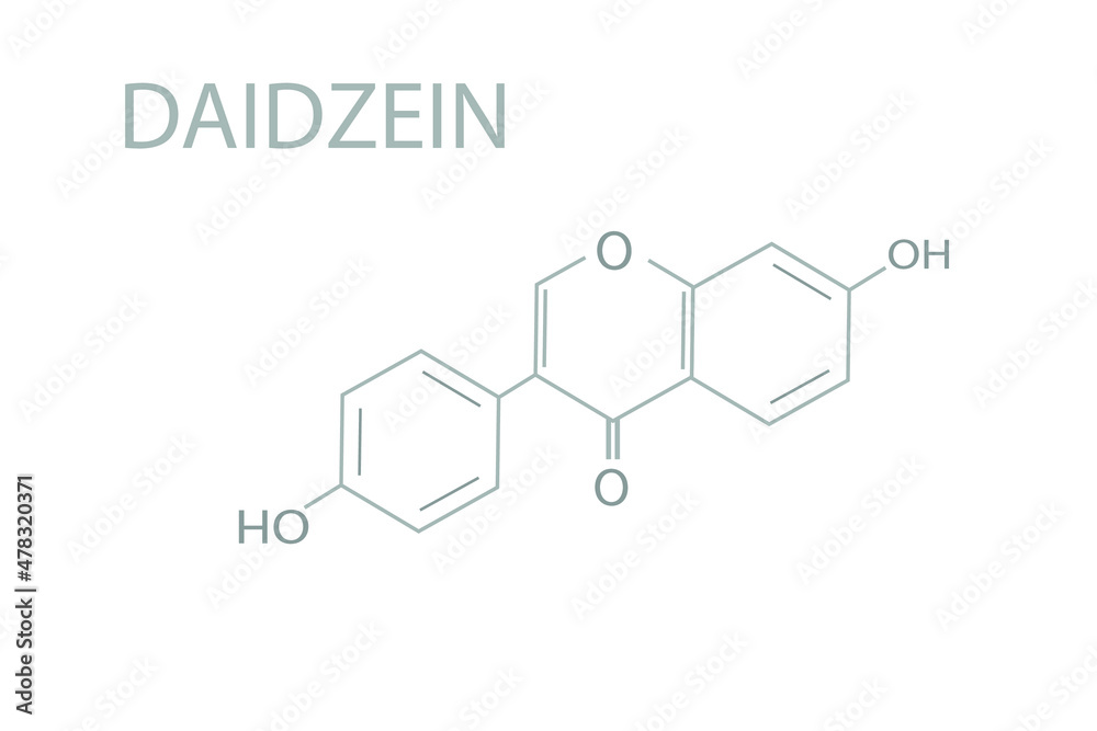 Obraz premium Daidzein molecular skeletal chemical formula.