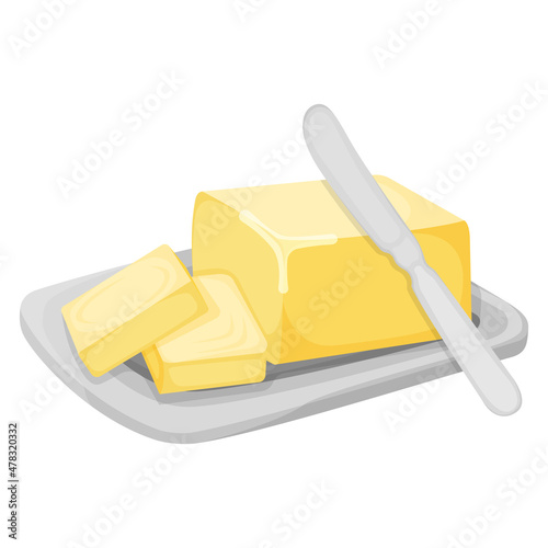 Milk product natural ingredient butter or margarine icon, concept cartoon organic dairy breakfast food vector illustration, isolated on white.