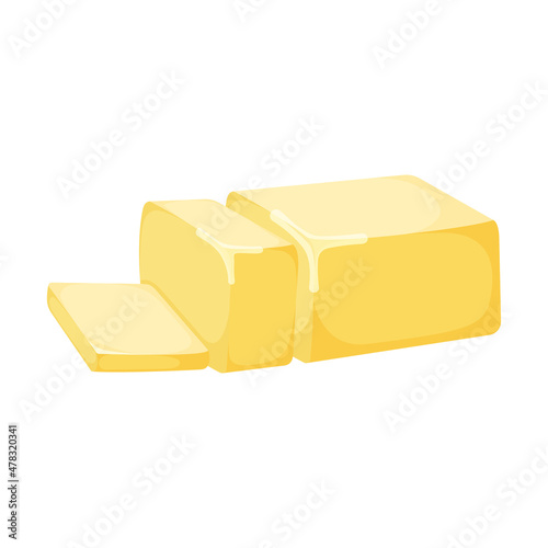Milk product natural ingredient butter or margarine icon, concept cartoon organic dairy breakfast food vector illustration, isolated on white.