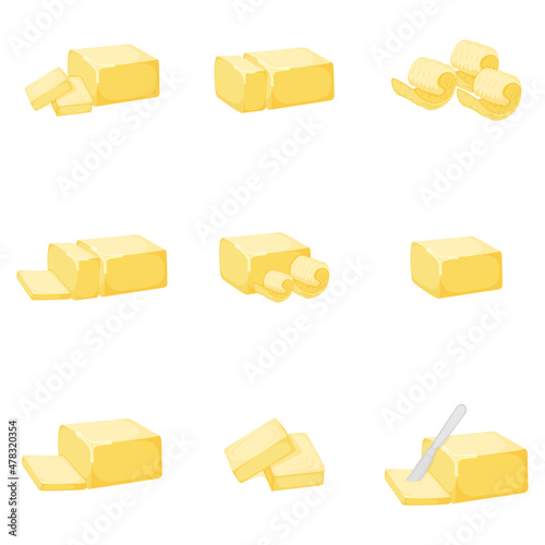 Milk product natural ingredient butter or margarine icon, concept cartoon organic dairy breakfast food vector illustration, isolated on white.