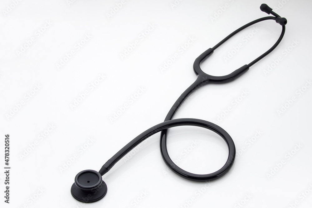 Stethoscope on a white background, top view Stethoscope on a white background, top view