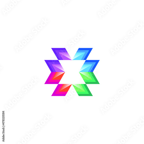 colorful abstract letter X logo with geometric shapes
