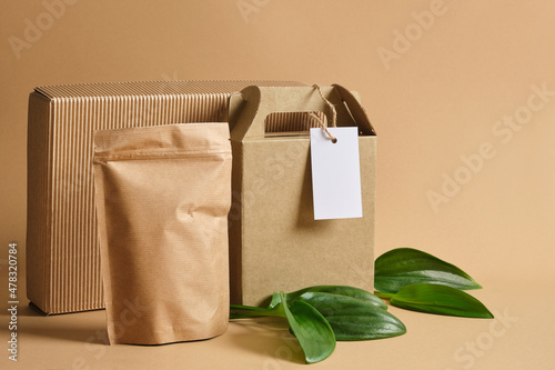 Eco friendly packaging, paper recycling, zero waste, natural products concept. Copy space.