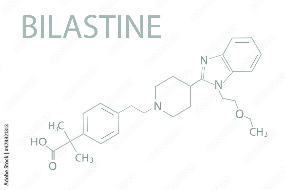 Bilastine molecular skeletal chemical formula. Bilastine molecular skeletal chemical formula.