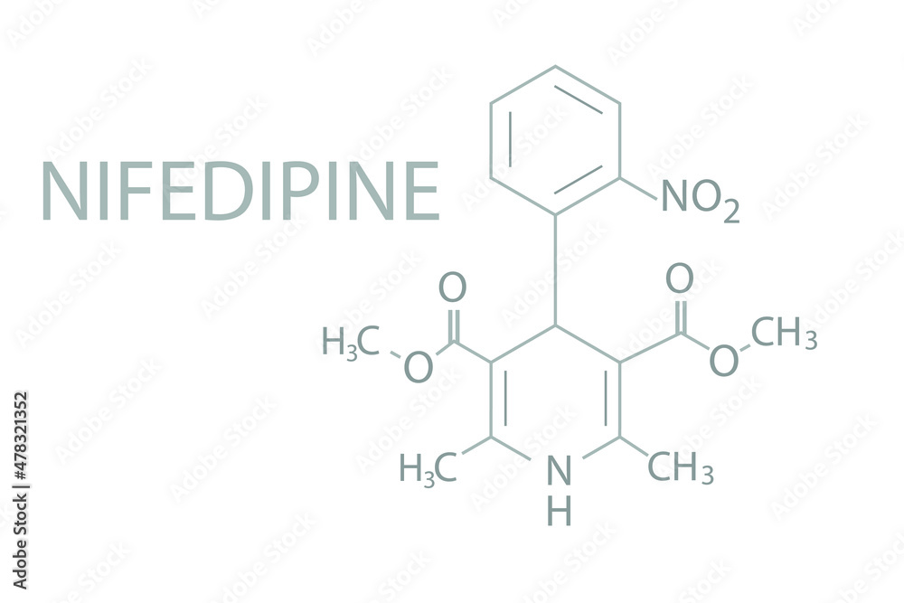 Nifedipine skeletal chemical formula.