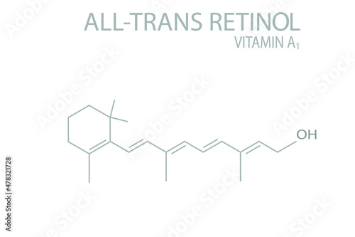 All-trans retinol (Vitamin A1) molecular skeletal chemical formula.