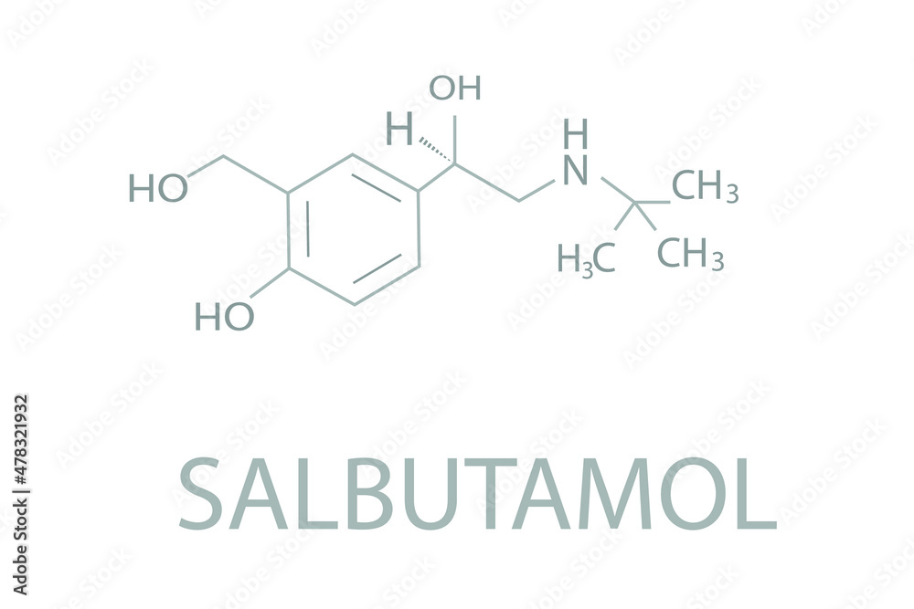 Salbutamol molecular skeletal chemical formula.