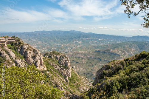 View of The Montserrat Mountain and surroundings, Catalonia, Spain